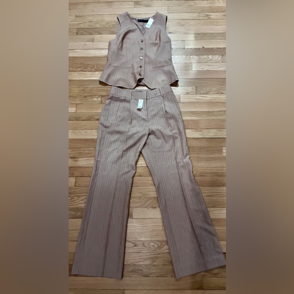 NY & Company Beige/Tan Pinstripe Pants/Vest Suit - New with tags.  Never worn!